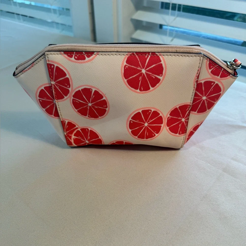 Kate Spade White and Red Citrus Cosmetic Bag